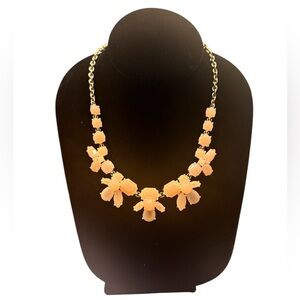 J. Crew Light Peach Faceted Stone and Gold Tone Chain Statement Necklace